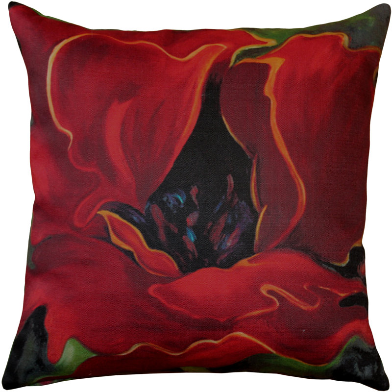 Poppy Floral Reversible Throw Pillow