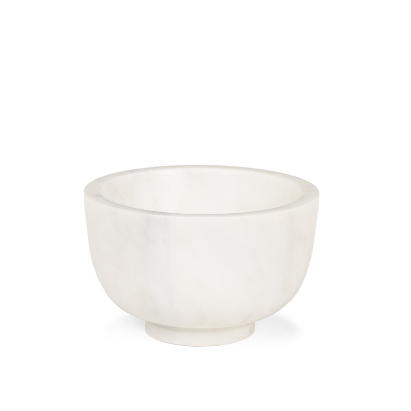 7" White Marble Round Decorative Bowl