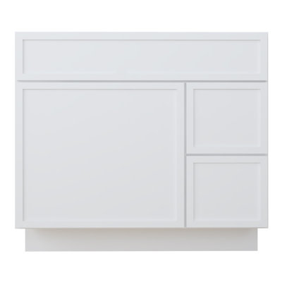 Colton 36" Freestanding Shaker Bathroom Vanity Cabinet with 1 Door & 2 Drawers, No Countertop, Ready to Assemble, White