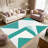 Turquoise Geometric carpet-easy to clean, machine-washable, soft and comfortable; suitable for door mats, kitchens, living rooms, bedrooms, corridors, and laundry areas. Easy to clean, durable carpet for home decoration.-129871298