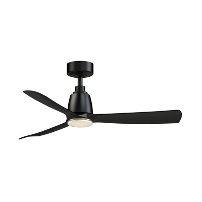 Kute 44 inch Indoor/Outdoor Smart Ceiling Fan with Brushed Satin Brass LED CCT Select Light Kit - Black with Black Blades