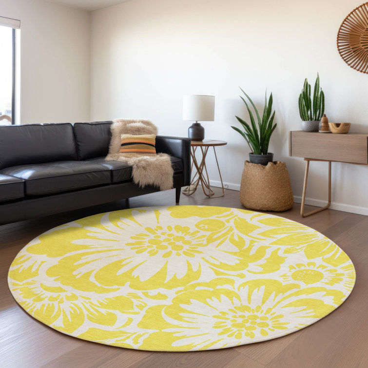 Premium Machine Washable Cerrito AMF551 Yellow Rug