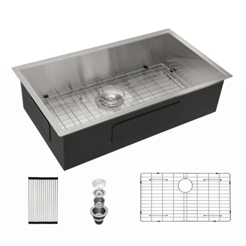 Évier de cuisine encastré 33 po - 33 po x 19 po x 9 po - Évier de cuisine encastrable en acier inoxydable de calibre 18 à profondeur 9