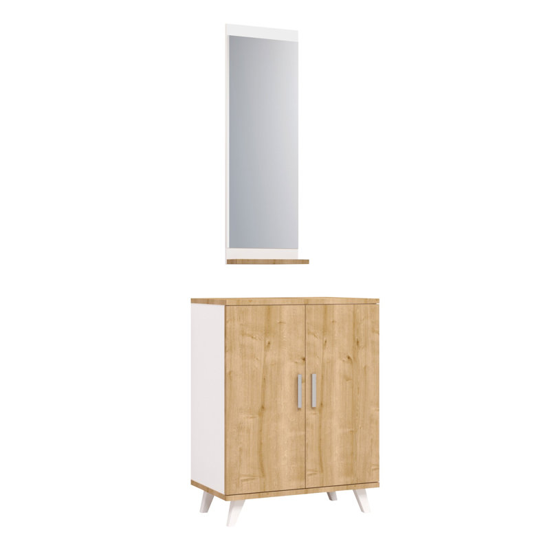 Armoire de rangement pour chaussures 6 paires, Chêne / Blanc