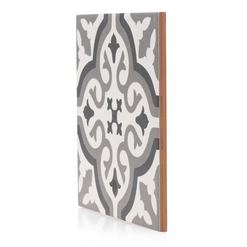 Carreau de céramique espagnol pour mur et plancher 8 po x 8 po Tradition, Gris