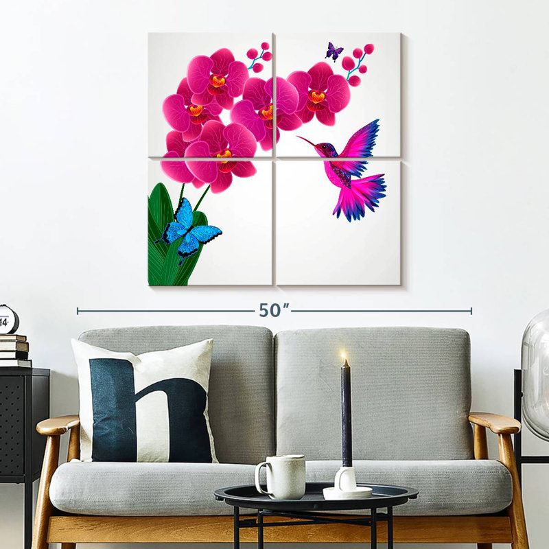 Orchidées colibri, H 32 po x l 32 po