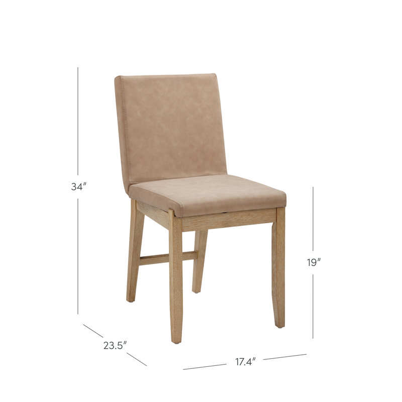 Chaise rembourrée avec dossier plein et structure en bois massif, Brun, 1