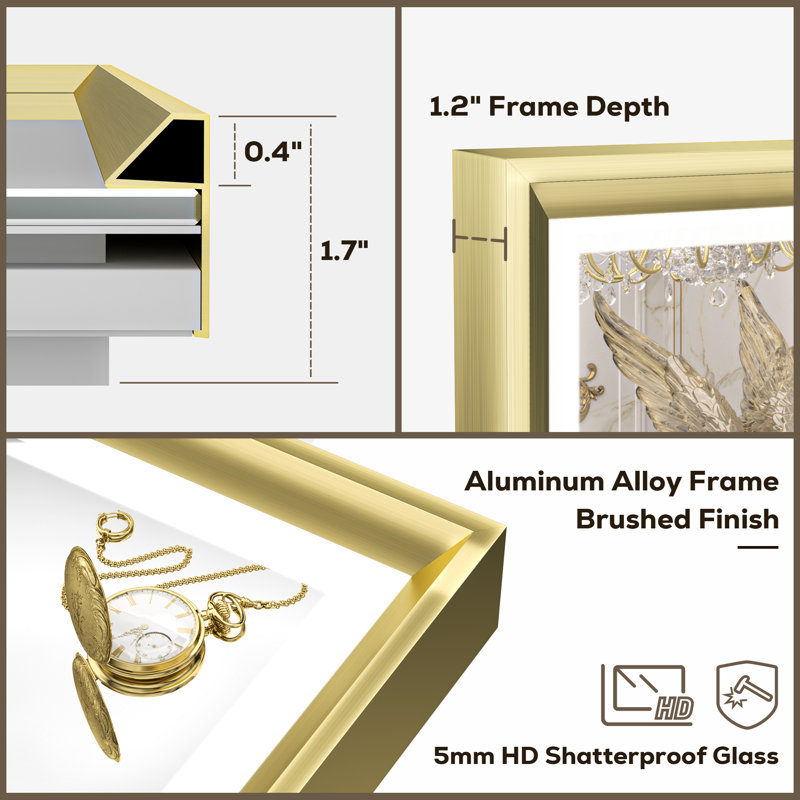 New Rockford Frontlit & Backlit LED Bathroom Vanity Mirror, Rectangle, Gold, 36" x 24"