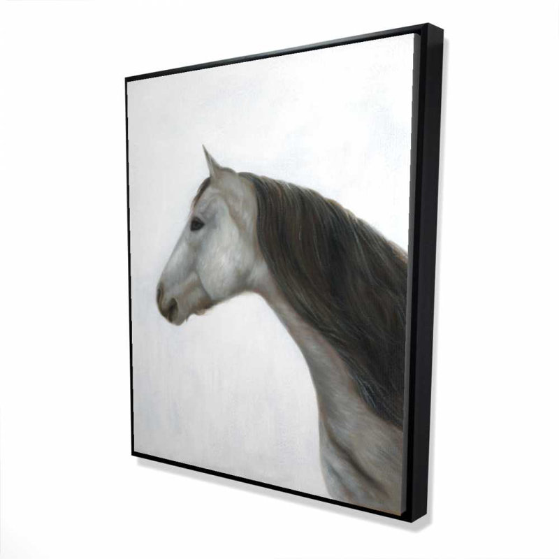«Winter Horse - Scandinavian Beige», reproduction d'art sur toile encadrée