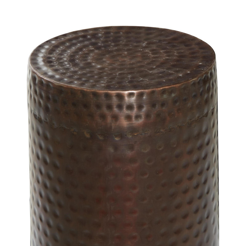 Beardall Metal Pillar Style Brown Pedestal Table with Hammered Design Set