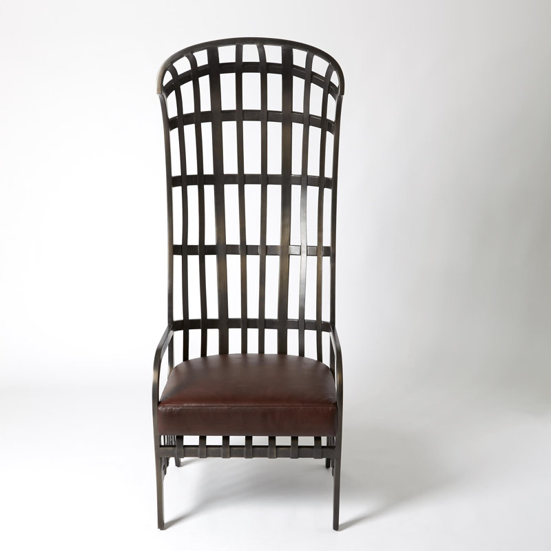 Studio A Cascade Dark Brown Leather and Metal Chair