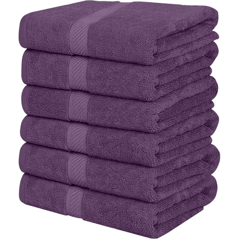 Ensemble de 6 serviettes pour salle de bain Dyshaun, Prune