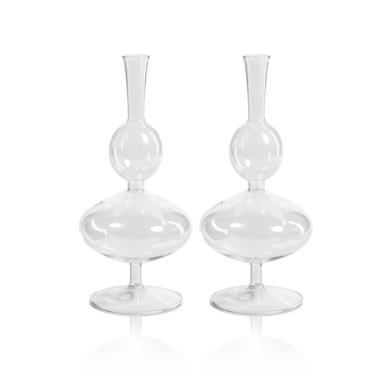 Clear Glass Sphere Design Table Vase Set