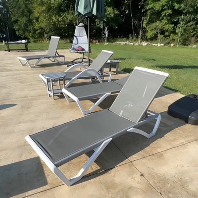 Chaibate Patio Outdoor Chaise Lounge Chair for Outside Beach in-Pool Lawn Poolside