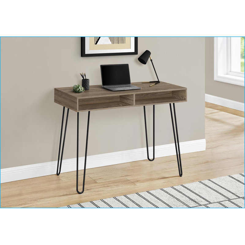 Bureaux, bureau d'ordinateur moderne de 40 po avec casiers de rangement, configuration gauche / droite, stratifié brun et amp; Métal noir | Taupe foncé | Panneau de particules