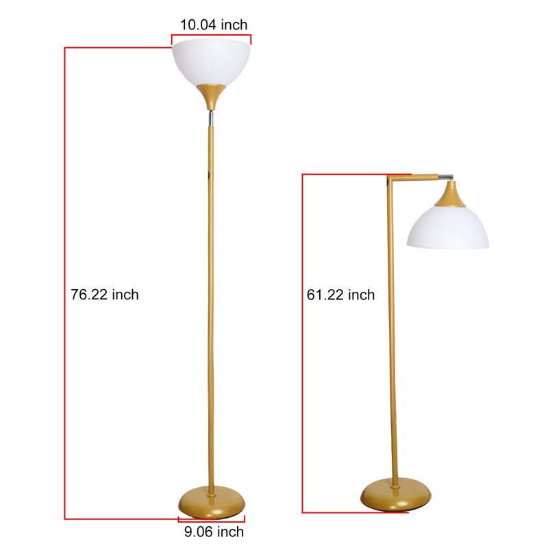 Lampe sur pied pliable et réglable Glam Gold, tête de lampe flexible à 90°, télécommande pour le réglage progressif de la couleur et de la luminosité