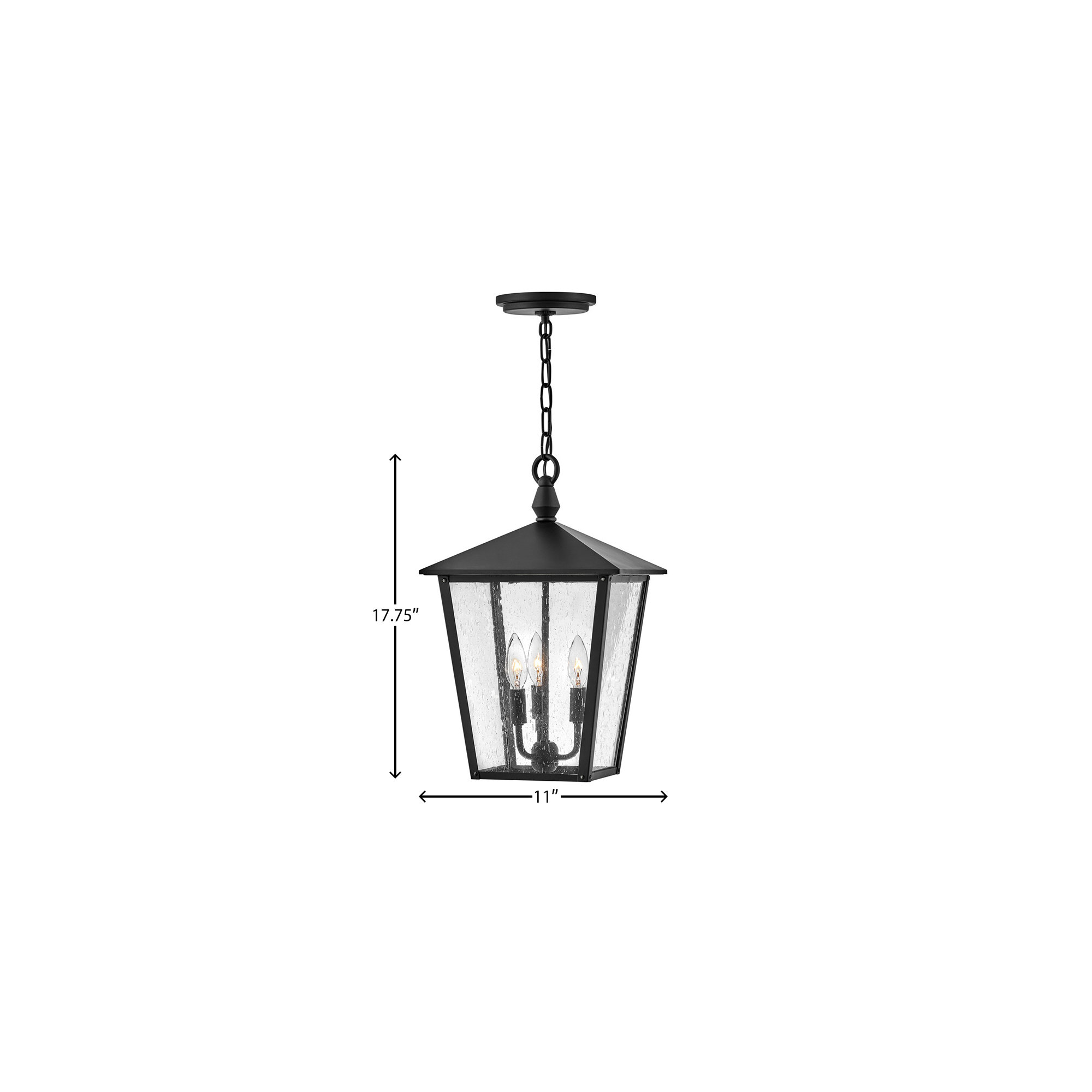 Huntersfield 3 -Bulb 17.75" H Outdoor Hanging Lantern, Black