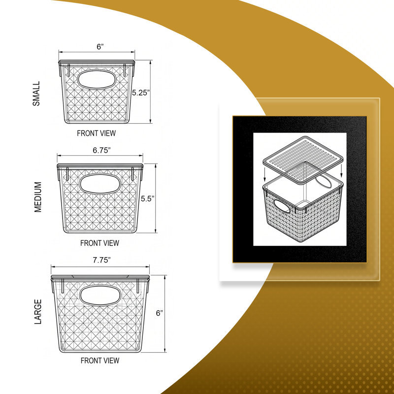 Ensemble de bacs de rangement à motif de losanges avec couvercles