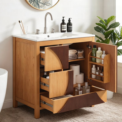 Meuble-lavabo de style moderne 30 pouces avec lavabo 30 po Mid-Century