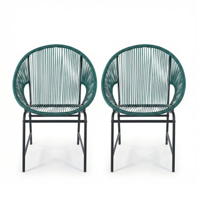 Ensemble de 2 chaises d'extérieur en osier, rotin et structure en fer Nusa