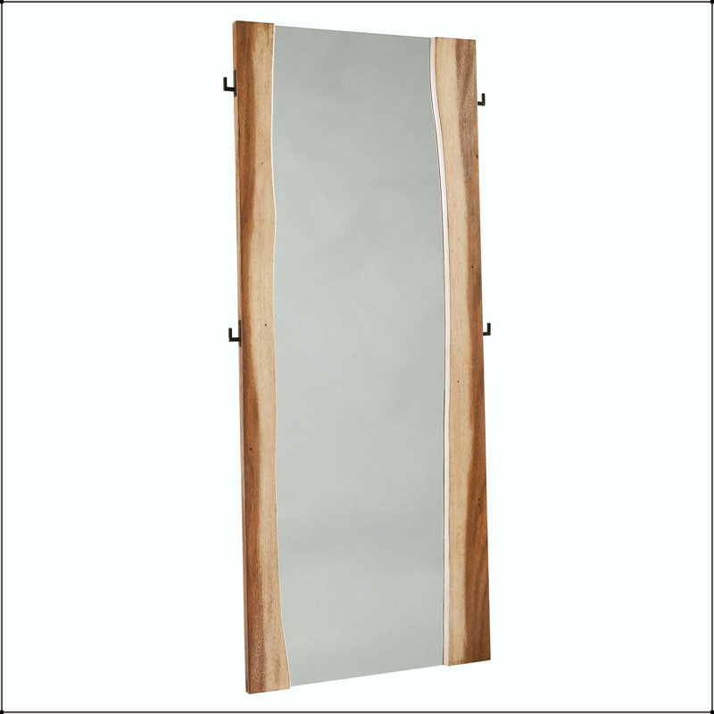 Full-Length Floor Mirror with Live Edge Wood Frame