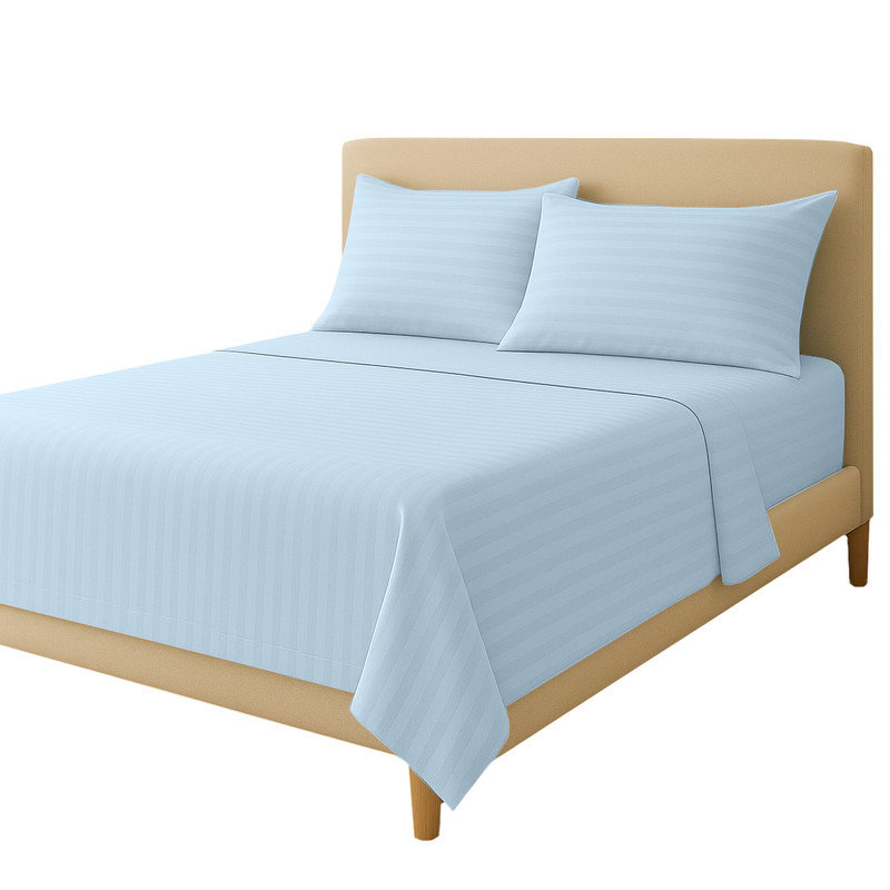 Ensemble de draps 100% coton American Home (grand, bleu), Ensemble de draps pour grand lit avec 2 taies d'or, Bleu