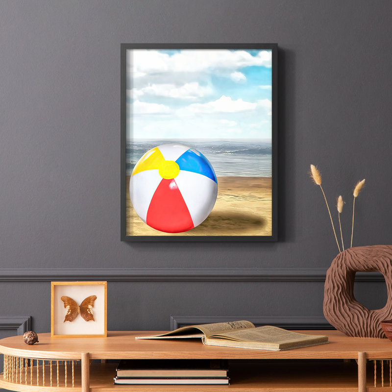 Beach Ball II, reproduction encadrée - bois massif, H 14 po x l 11 po, Noir