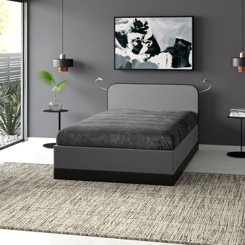 Rosso Upholstered Ottoman Storage Bed with Mattress, Grey, 140 x 200 cm, Bonnell sprung mattress,H2