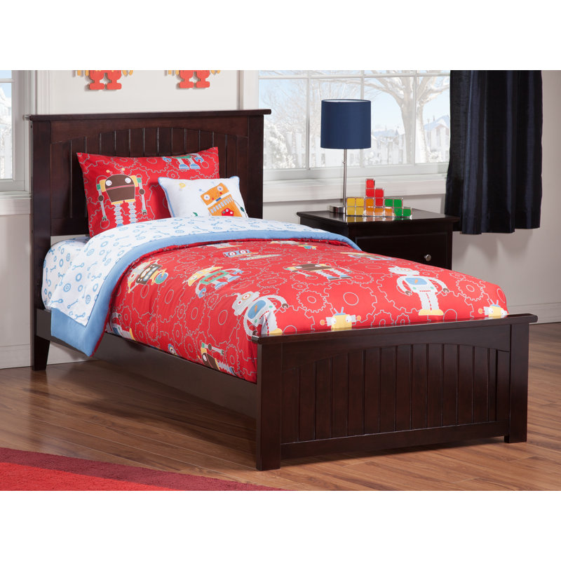 Graham Solid Wood Foundation Bed with Matching Footboard, Twin XL, Gray