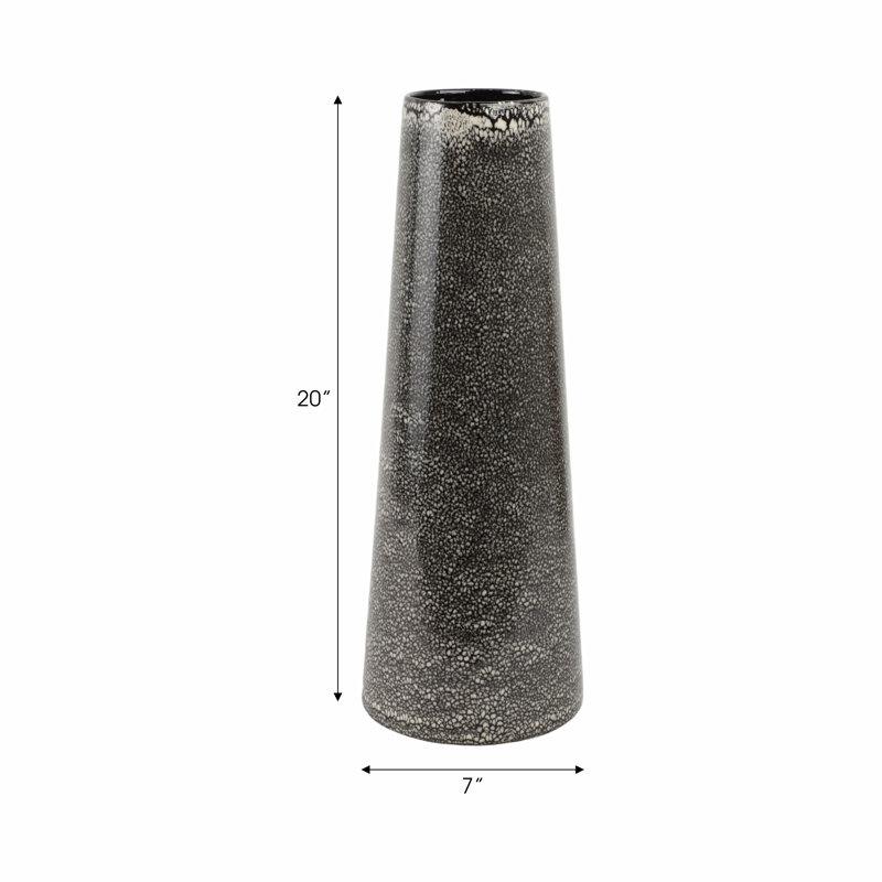 Ceramic Vase With Textured Two-Tone Design, 19.5" H x 7" W x 7" D