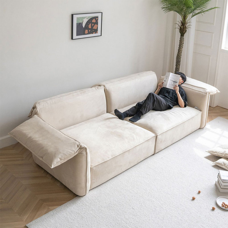 Canapé modulaire en tissu beige, 31.50" H x 109.84" W x 41.34" D, Beige