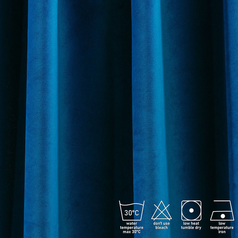 Soft Touch Velvet Kitchen Valance, 44 Blue, 60 W x 60 D cm