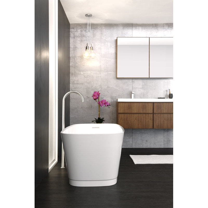 Straight 58.94'' L Soaking Bathtub, White True High Gloss, Polish Chrome