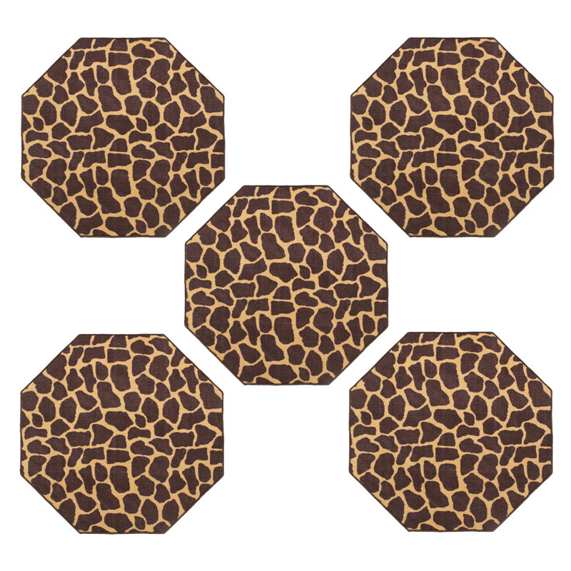 Ensemble de tapis touffetés en nylon à motif animalier Barrada, Octogone 3 pi