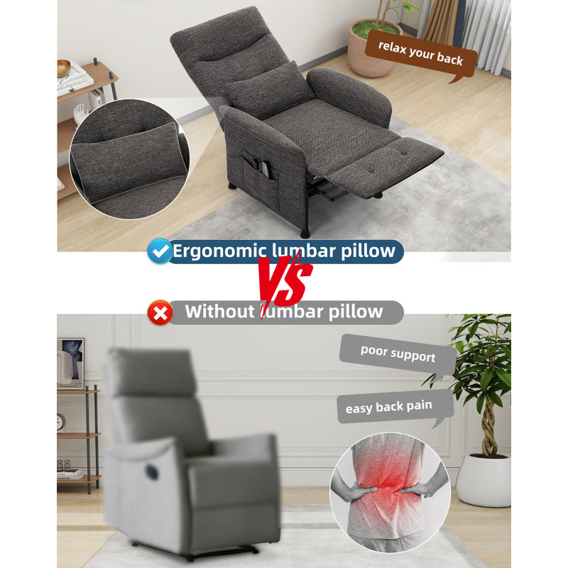 Heated & Vibration Massage Recliner Chair for Adults, Electric Fabric Recliner with Adjustable Backrest & Footrest, Side Pocket Storage, Perfect for Living Room & Home Theater Seating (Dark Gray)
