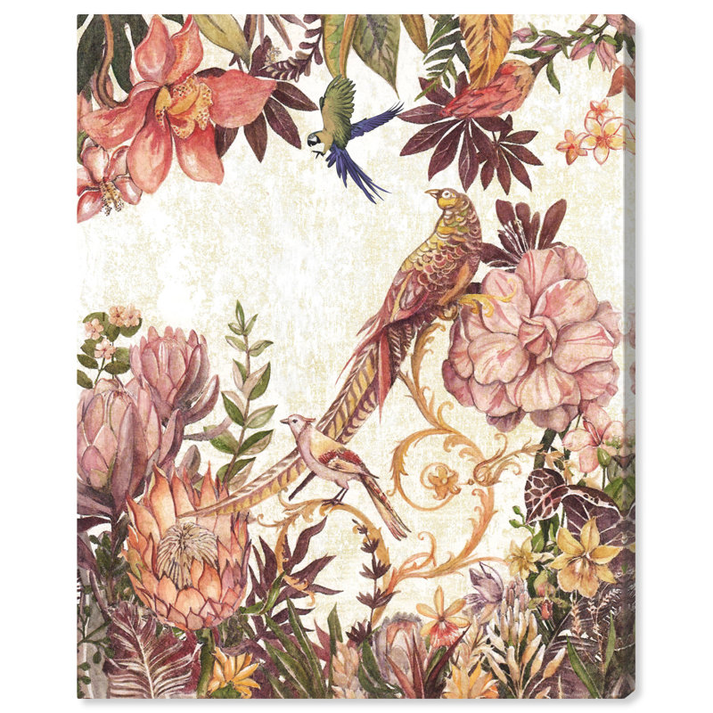 Oiseaux japonais - impression, H 45 po x l 36 po, Toile tendue, Pas de tapis