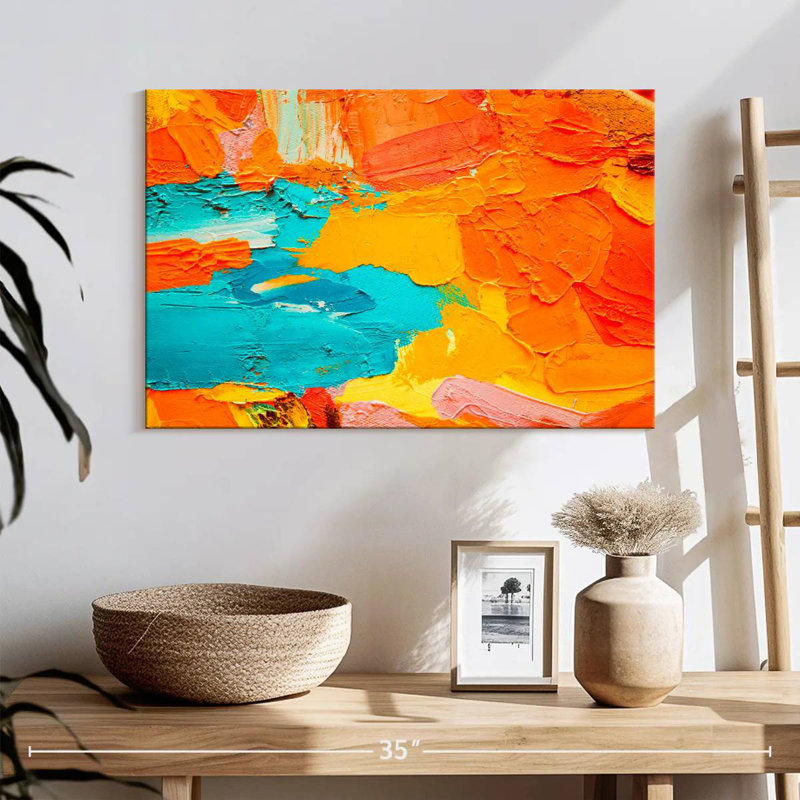 Avery orange et bleu abstrait, H 16 po x l 24 po