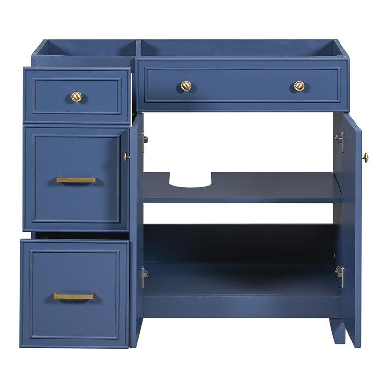 Meuble-lavabo simple avec plateau 35,41 po Bhavi, Bleu marine