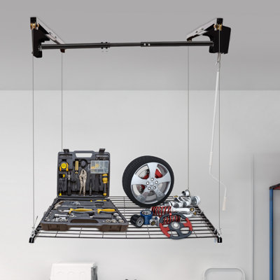 Overhead Garage Lifting Storage Rack, Garage Storage Rack, Adjustable Height Garage Storage Rack