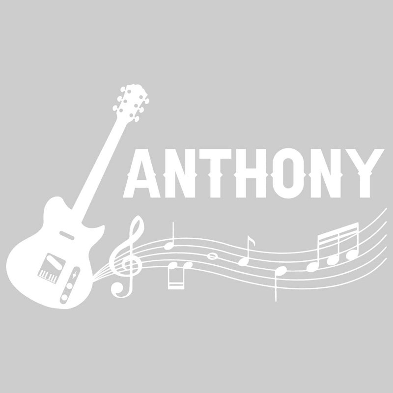 Adhésif décoratif guitare personnalisée, H 13 po x l 22 po, Blanc