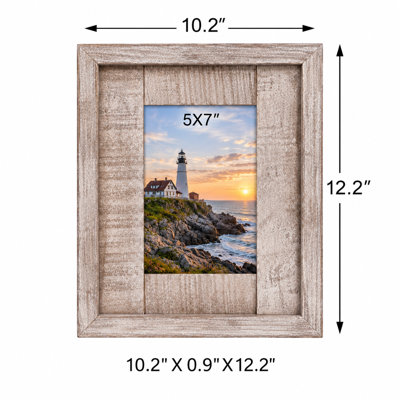 10.2" Matte  Picture Frame, Fits 5" x 7" Photos for Wall or Tabletop Display