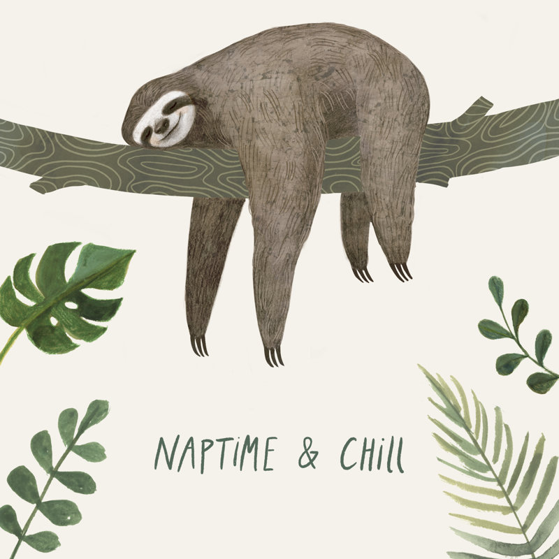Sloth Sayings II by Victoria Borges - Wrapped Canvas Painting Print, 30cm H x 30cm W, Paper Print