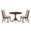 Ensemble de salle à manger 3 pièces pour petits espaces comprenant une table de salle à manger ronde avec Dropleaf et 2 chaises rembourrées en tissu de lin brun clair, 42 x 42 pouces, acajou-1540122755-1540122758