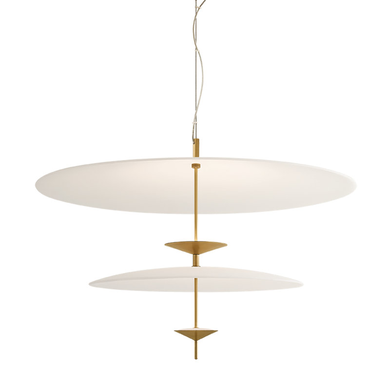Moleculis 2-Light 2700K Dimmable Integrated LED Pendant, Modern Brass