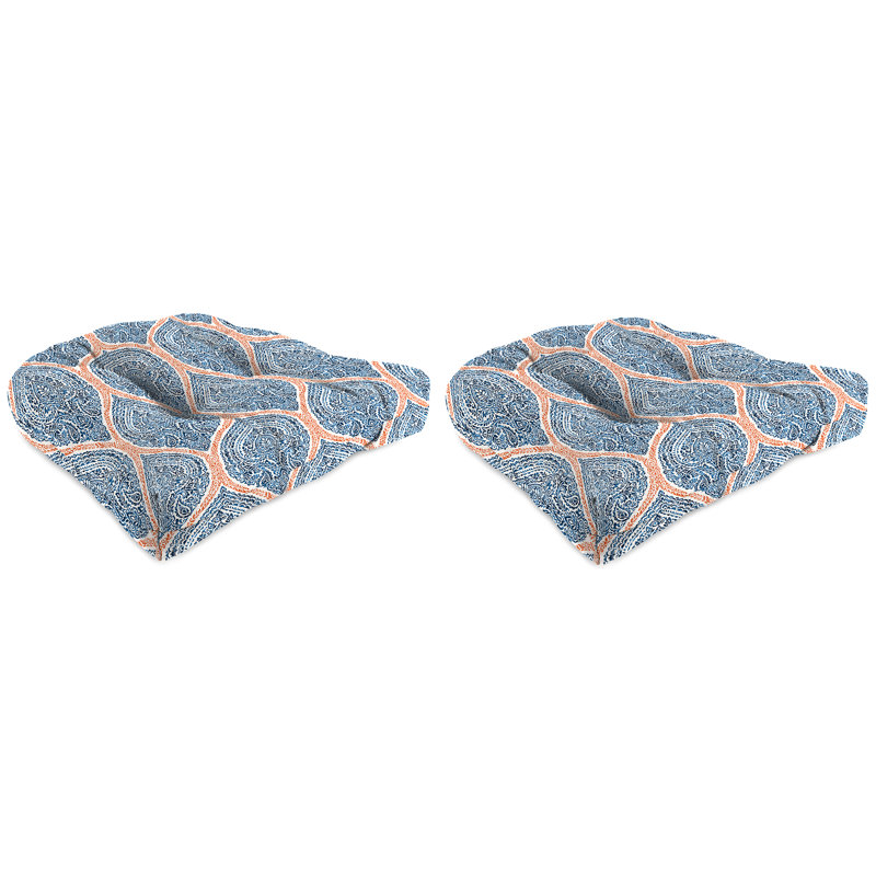 Contoured Outdoor Wicker Seat Cushion, Andorra Tiger Lily