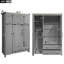 Armoire moderne à trois portes avec tiroirs inférieurs et tringles à vêtements, meuble de rangement minimaliste et autoportant pour chambre à coucher