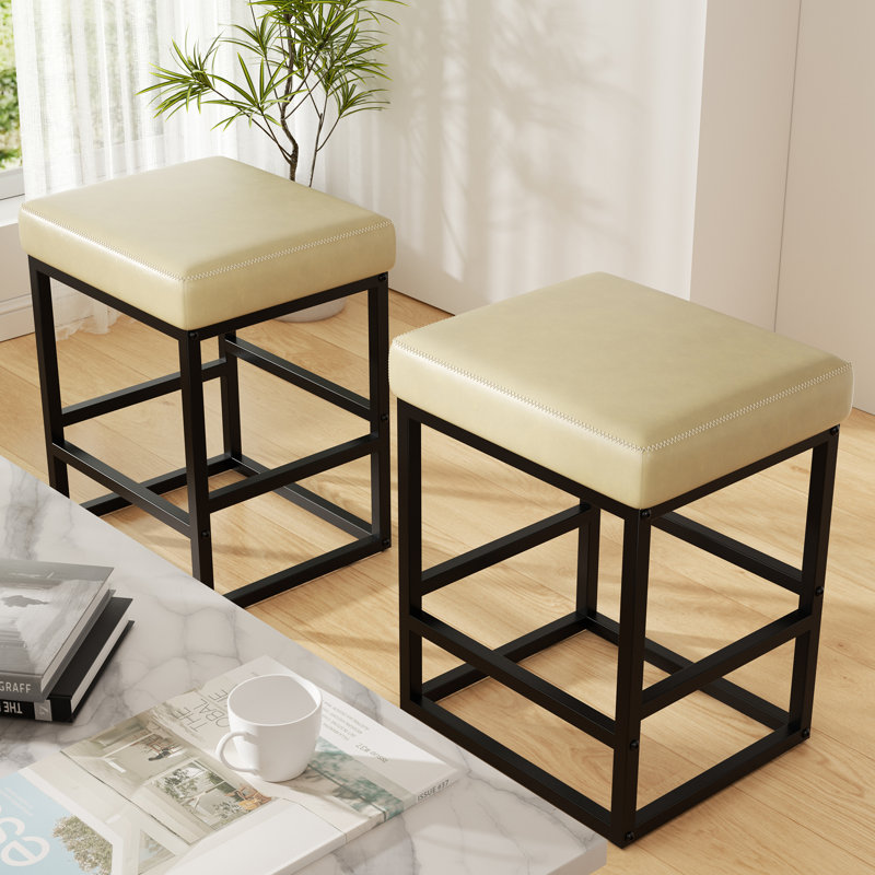 Modern Edge, Cozy Feel: Faux Leather Upholstered Counter Bar Stools for Every Home, Beige