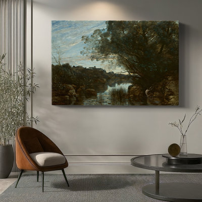 Jean "Twilight Landscape with a figure" - Art mural sur toile tendue de qualité musée