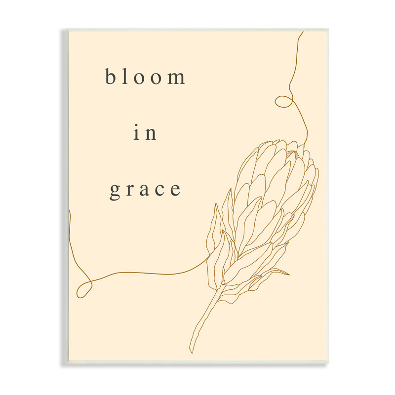 «Bloom In Grace Minimalistic Plant Blossom», dessin par Lil 'Rue - impression, Plaque murale, L 10 po x H 15 po