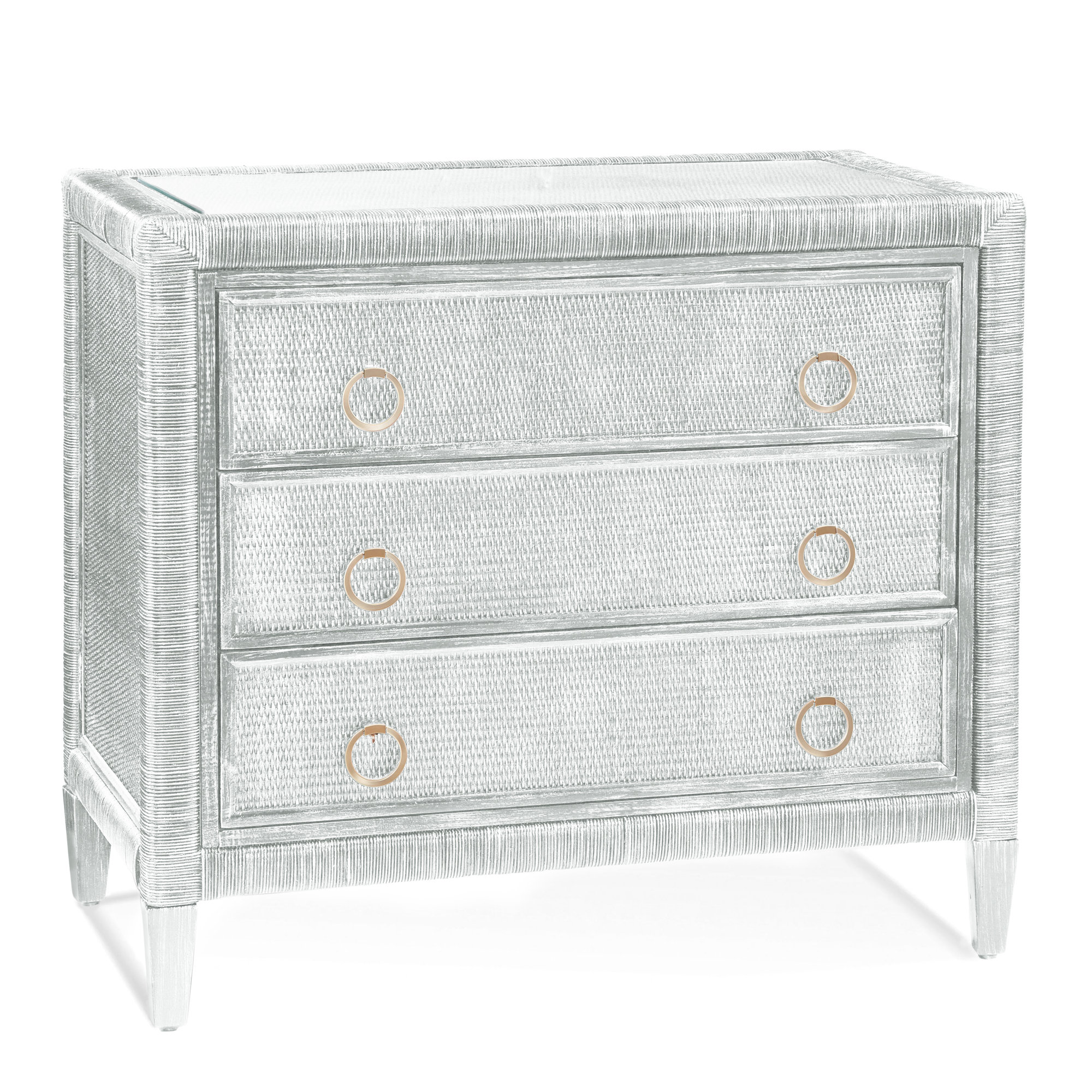 Warwick 3-Drawer Wicker Chest, Havana, Satin Nickel